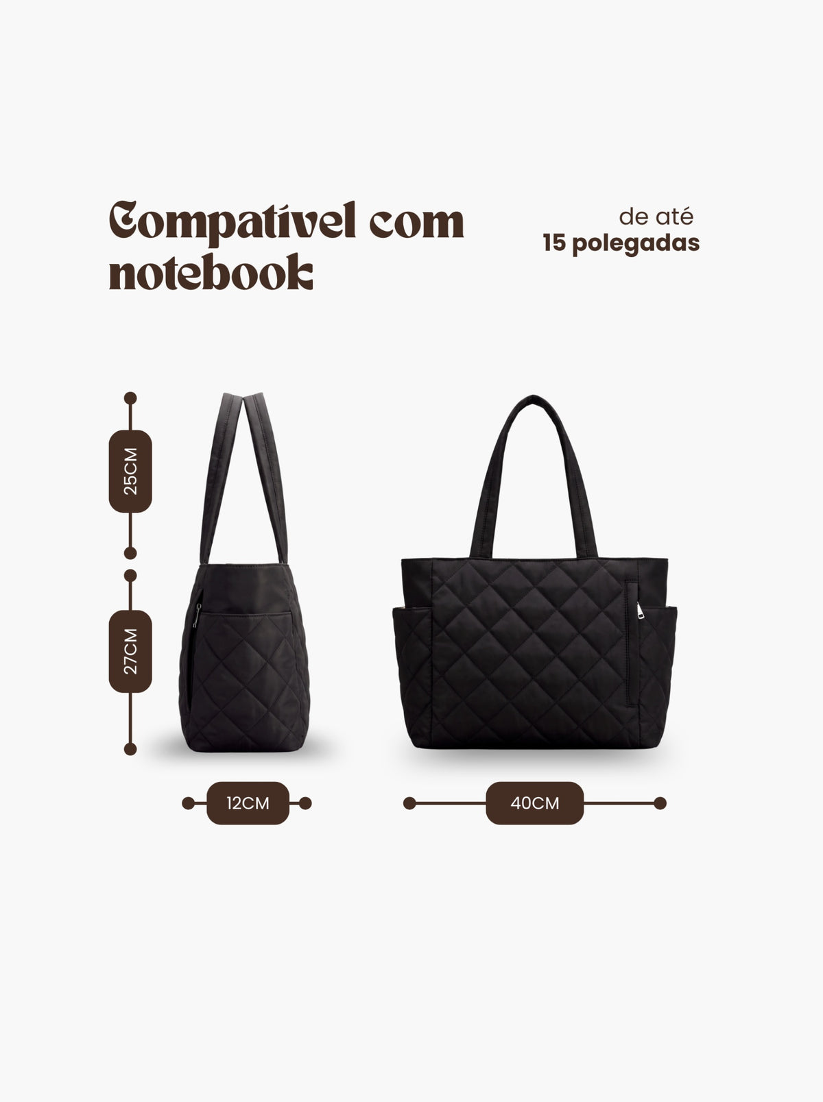 Bolsa Tote Grande Acolchoada para Notebook – Kontte